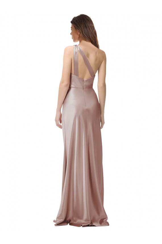Fournisseurs de Rose poussiéreux Fourreau Satiné Stretch Longue Formelles Robes demoiselle d'honneur / Robes de soirée / Robes de bal