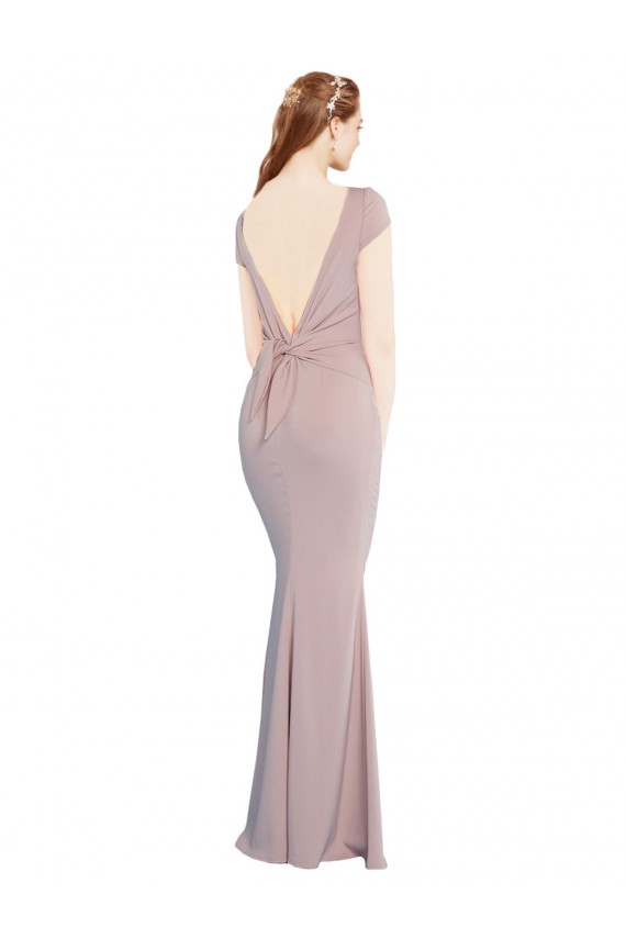 Fournisseurs de Rose poussiéreux Sirène Col Bateau Crêpe Stretch Longue Formelles Robes demoiselle d'honneur / Robes de soirée / Robes de bal