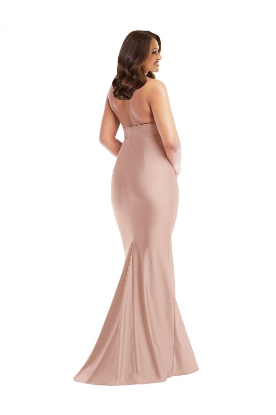 Fournisseurs de Rose poussiéreux Sirène Licou Satiné Soyeux Longue Formelles Robes demoiselle d'honneur / Robes de soirée / Robes de bal