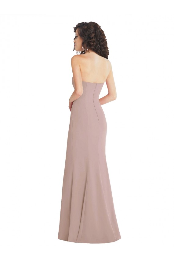 Fournisseurs de Rose poussiéreux Sirène Sans bretelle Crêpe Stretch Longue Formelles Robes demoiselle d'honneur / Robes de soirée / Robes de bal