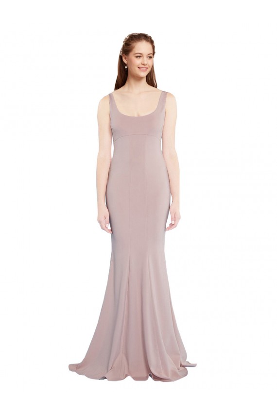 Fournisseurs de Rose poussiéreux Sirène Scoop Crêpe Stretch Longue Formelles Robes demoiselle d'honneur / Robes de soirée / Robes de bal