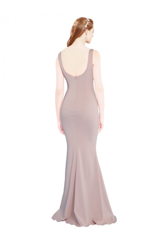 Fournisseurs de Rose poussiéreux Sirène Scoop Crêpe Stretch Longue Formelles Robes demoiselle d'honneur / Robes de soirée / Robes de bal