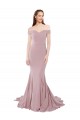 Fournisseurs de Rose poussiéreux Sirène Épaule Dénudée Balayage train Crêpe Stretch Longue Formelles Robes demoiselle d'honneur / Robes de soirée / Robes de bal