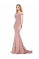Fournisseurs de Rose poussiéreux Sirène Épaule Dénudée Balayage train Crêpe Stretch Longue Formelles Robes demoiselle d'honneur / Robes de soirée / Robes de bal