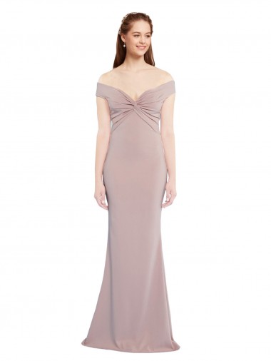 Fournisseurs de Rose poussiéreux Sirène Épaule Dénudée Col V Crêpe Stretch Longue Formelles Robes demoiselle d'honneur / Robes de soirée / Robes de bal