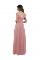 Fournisseurs de Rose poussiéreux Trapèze Col V Mousseline Longue Robes demoiselle d'honneur