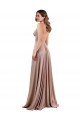 Fournisseurs de Rose poussiéreux Trapèze Col V Spandex Longue Formelles Robes demoiselle d'honneur / Robes de soirée / Robes de bal