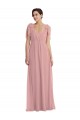 Fournisseurs de Rose poussiéreux Trapèze Licou Mousseline Longue Robes demoiselle d'honneur