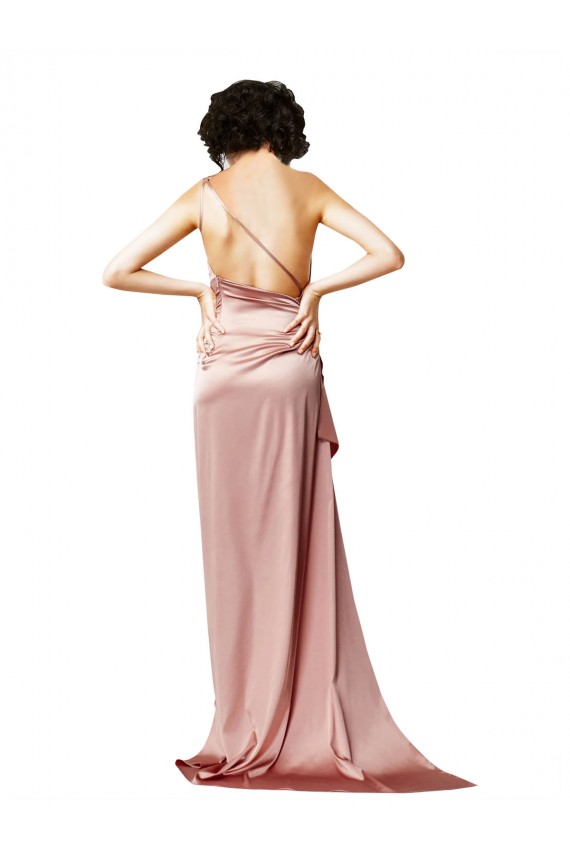 Fournisseurs de Rose poussiéreux Trapèze Satiné Soyeux Longue Formelles Robes demoiselle d'honneur / Robes de soirée / Robes de bal