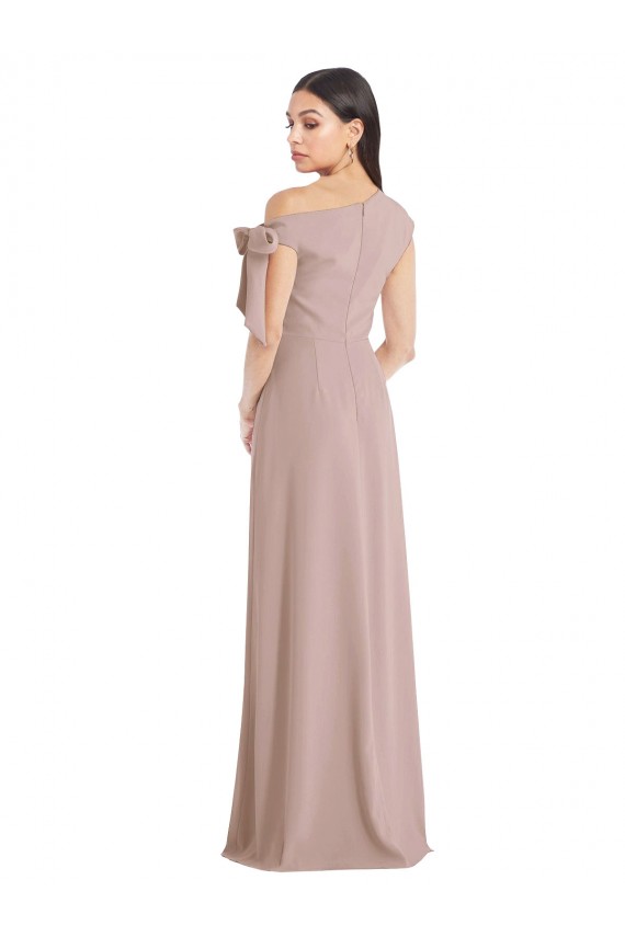 Fournisseurs de Rose poussiéreux Trapèze Épaule Dénudée Crêpe Stretch Longue Formelles Robes demoiselle d'honneur / Robes de soirée / Robes de bal
