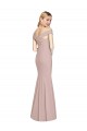 Fournisseurs de Rose poussiéreux Trompette Épaule Dénudée Crêpe Stretch Longue Robes demoiselle d'honneur / Robes de bal