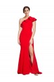 Fournisseurs de Rouge Fourreau Balayage train Crêpe Stretch Longue Robes demoiselle d'honneur / Robes de bal