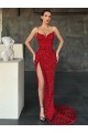 Fournisseurs de Rouge Fourreau Col V Balayage train Paillettes Velours Longue Robes de bal