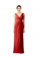 Fournisseurs de Rouge Fourreau Col V Mousseline Longue Robes demoiselle d'honneur