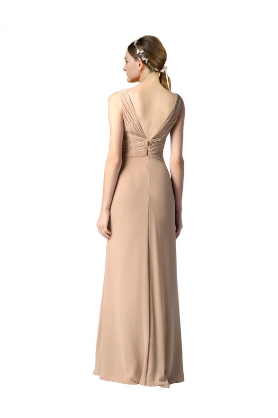Fournisseurs de Rouge Fourreau Col V Mousseline Longue Robes demoiselle d'honneur