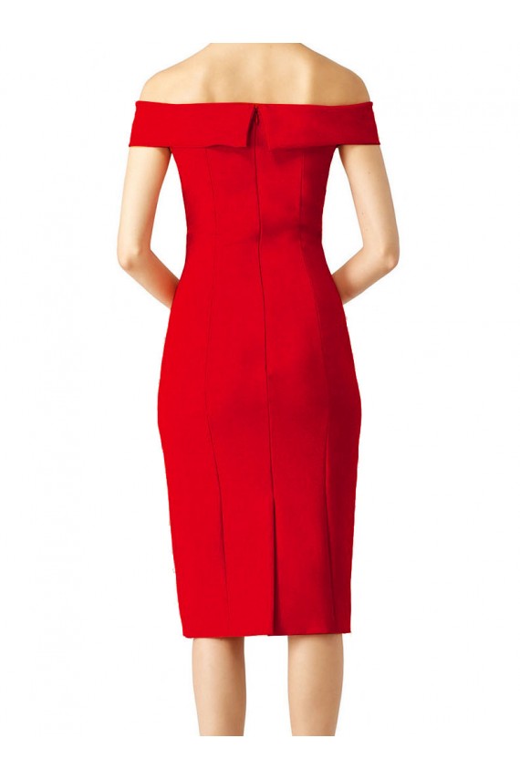 Fournisseurs de Rouge Fourreau Épaule Dénudée Crêpe Stretch Courte Robes demoiselle d'honneur / Robes de soirée / Robes de cocktail