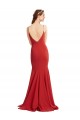 Fournisseurs de Rouge Sirène Bretelles spaghetti Col V Crêpe Stretch Longue Formelles Robes demoiselle d'honneur / Robes de soirée / Robes de bal