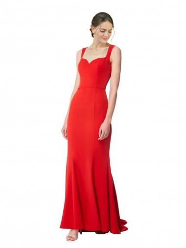 Fournisseurs de Rouge Sirène Col Haut Crêpe Stretch Longue Formelles Robes demoiselle d'honneur / Robes de soirée / Robes de bal