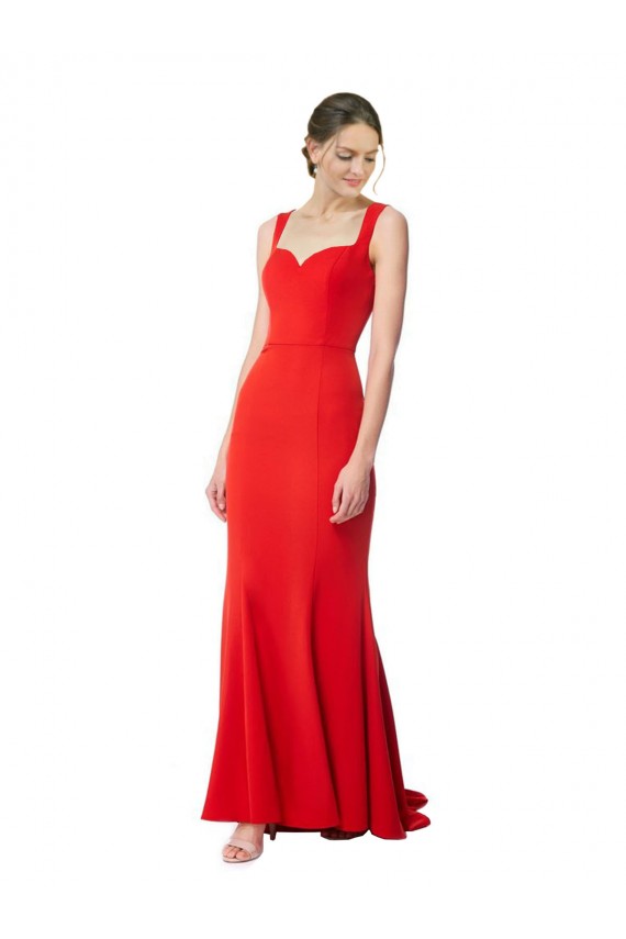 Fournisseurs de Rouge Sirène Col Haut Crêpe Stretch Longue Formelles Robes demoiselle d'honneur / Robes de soirée / Robes de bal