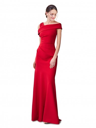 Fournisseurs de Rouge Sirène Crêpe Stretch Longue Formelles Robes demoiselle d'honneur / Robes de soirée / Robes de bal