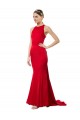 Fournisseurs de Rouge Sirène Licou Col Haut Crêpe Stretch Longue Formelles Robes demoiselle d'honneur / Robes de soirée / Robes de bal