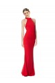 Fournisseurs de Rouge Sirène Licou Col Haut Crêpe Stretch Longue Formelles Robes demoiselle d'honneur / Robes de soirée / Robes de bal