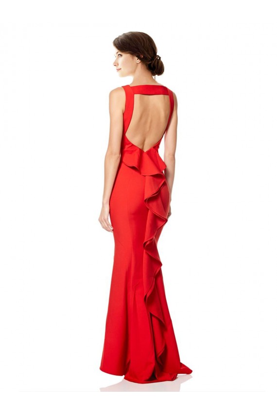 Fournisseurs de Rouge Sirène Licou Col Haut Crêpe Stretch Longue Formelles Robes demoiselle d'honneur / Robes de soirée / Robes de bal