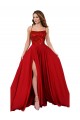 Fournisseurs de Rouge Trapèze Bretelles spaghetti Col Carré Spandex Dentelle Longue Robes demoiselle d'honneur / Robes de bal