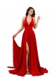 Fournisseurs de Rouge Trapèze Licou Spandex Longue Formelles Robes demoiselle d'honneur / Robes de soirée / Robes de bal