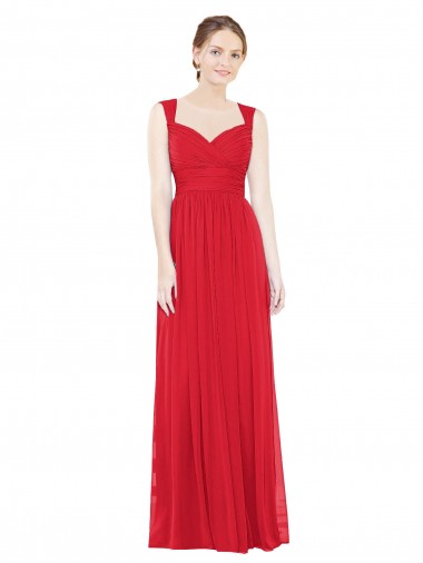 Fournisseurs de Rouge Trapèze Mousseline Longue Robes demoiselle d'honneur
