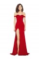 Fournisseurs de Rouge Trapèze Épaule Dénudée Satiné Soyeux Longue Formelles Robes demoiselle d'honneur / Robes de soirée / Robes de bal