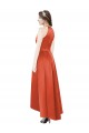 Fournisseurs de Rouge Épice Trapèze Licou Satiné Longue Asymétrique Robes demoiselle d'honneur