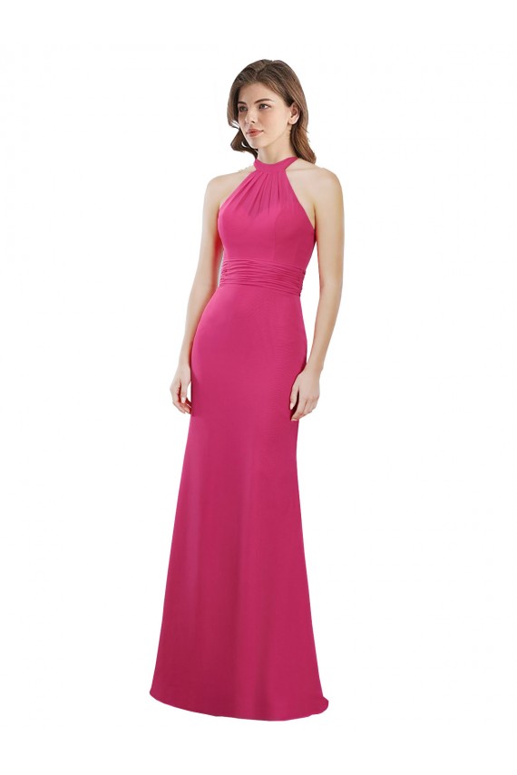 Fournisseurs de Rubis Trapèze Licou Mousseline Longue Robes demoiselle d'honneur
