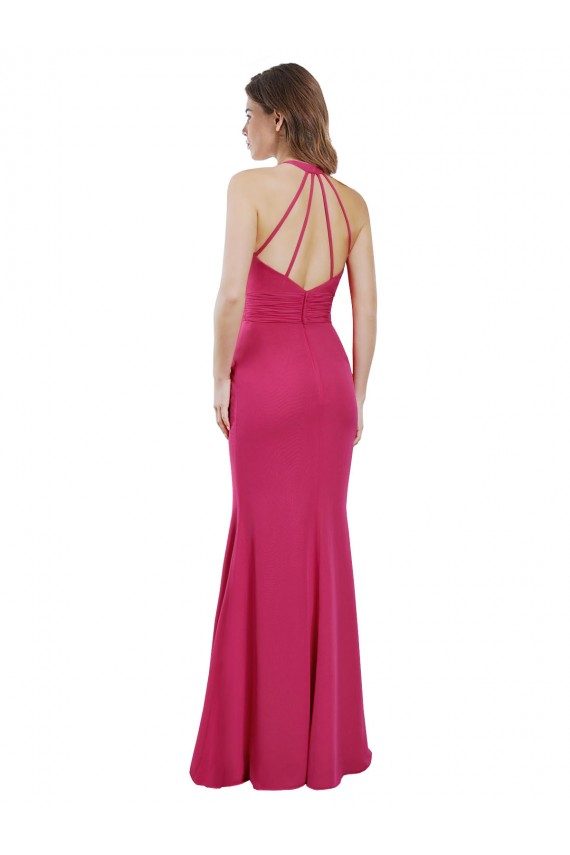 Fournisseurs de Rubis Trapèze Licou Mousseline Longue Robes demoiselle d'honneur