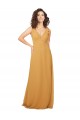 Fournisseurs de Safran Trapèze Col V Mousseline Longue Robes demoiselle d'honneur