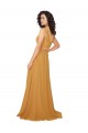 Fournisseurs de Safran Trapèze Col V Mousseline Longue Robes demoiselle d'honneur