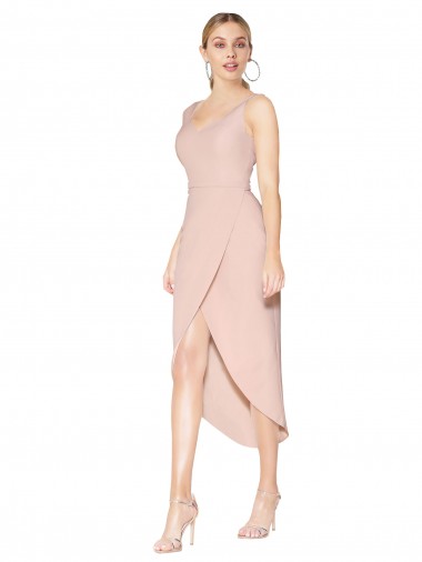 Fournisseurs de Sirène Bretelles spaghetti Crêpe Stretch Courte Asymétrique Robes demoiselle d'honneur / Robes de soirée / Robes de cocktail