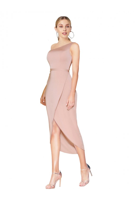 Fournisseurs de Sirène Col Haut Crêpe Stretch Courte Asymétrique Robes demoiselle d'honneur / Robes de soirée / Robes de cocktail