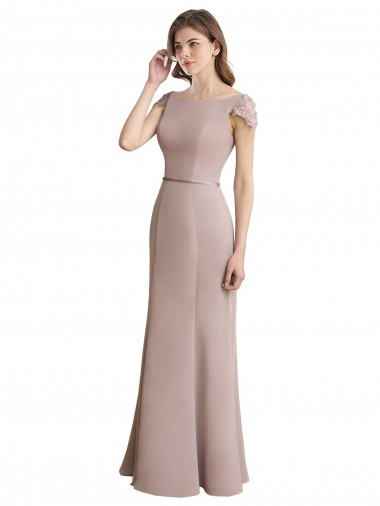 Fournisseurs de Sirène Scoop Col Haut Mousseline Dentelle Longue Robes demoiselle d'honneur
