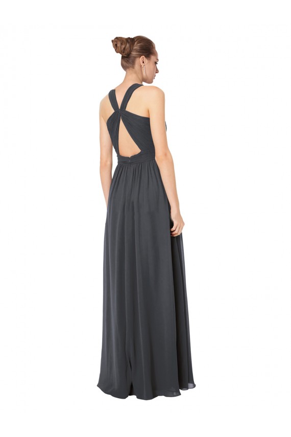Fournisseurs de Stormy Silver Trapèze Licou Mousseline Longue Robes demoiselle d'honneur