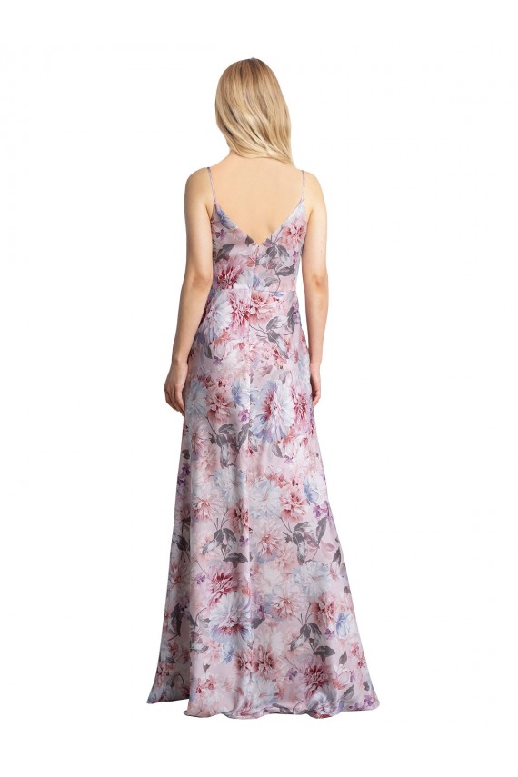 Fournisseurs de Trapèze Satiné Stretch Floral Longue Formelles Robes demoiselle d'honneur / Robes de soirée