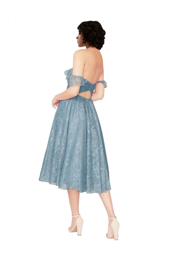 Fournisseurs de Trapèze Épaule Dénudée Dentelle Courte Robes demoiselle d'honneur / Robes de cocktail