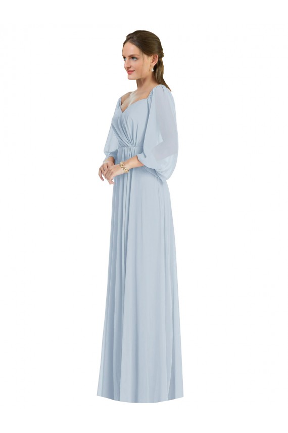 Fournisseurs de Trapèze Épaule Dénudée Mousseline Longue Formelles Robes demoiselle d'honneur / Robes de soirée