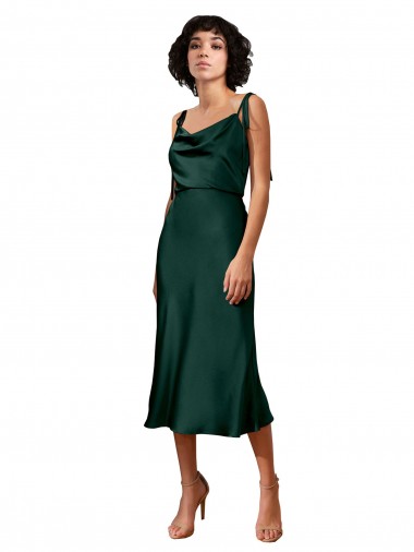 Fournisseurs de Vert Chasseur Fourreau midi Satiné Stretch Courte Robes demoiselle d'honneur / Robes de soirée / Robes de cocktail