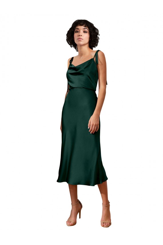 Fournisseurs de Vert Chasseur Fourreau midi Satiné Stretch Courte Robes demoiselle d'honneur / Robes de soirée / Robes de cocktail