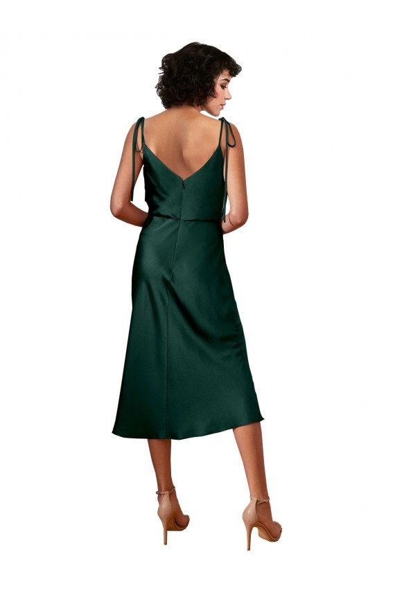 Fournisseurs de Vert Chasseur Fourreau midi Satiné Stretch Courte Robes demoiselle d'honneur / Robes de soirée / Robes de cocktail