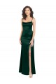 Fournisseurs de Vert Chasseur Trapèze Scoop Satiné Stretch Longue Formelles Robes demoiselle d'honneur / Robes de soirée / Robes de bal