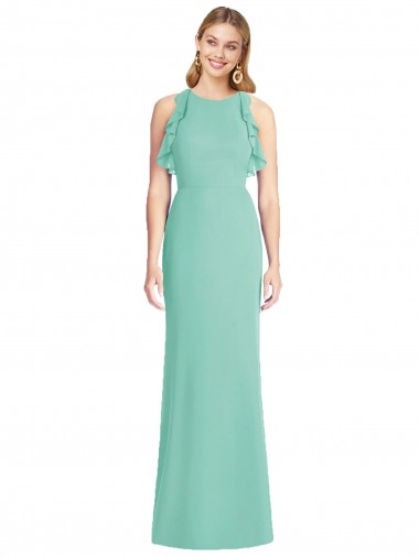 Fournisseurs de Vert de jade Sirène Col bijou Mousseline Longue Robes demoiselle d'honneur