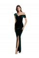 Fournisseurs de Vert foncé Fourreau Épaule Dénudée Velours Stretch Longue Asymétrique Formelles Robes demoiselle d'honneur / Robes de soirée / Robes de bal
