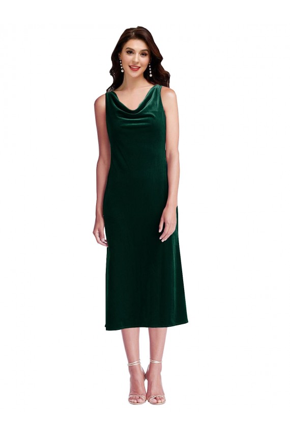 Fournisseurs de Vert foncé Fourreau midi Velours Stretch Courte Robes demoiselle d'honneur / Robes de bal / Robes de cocktail